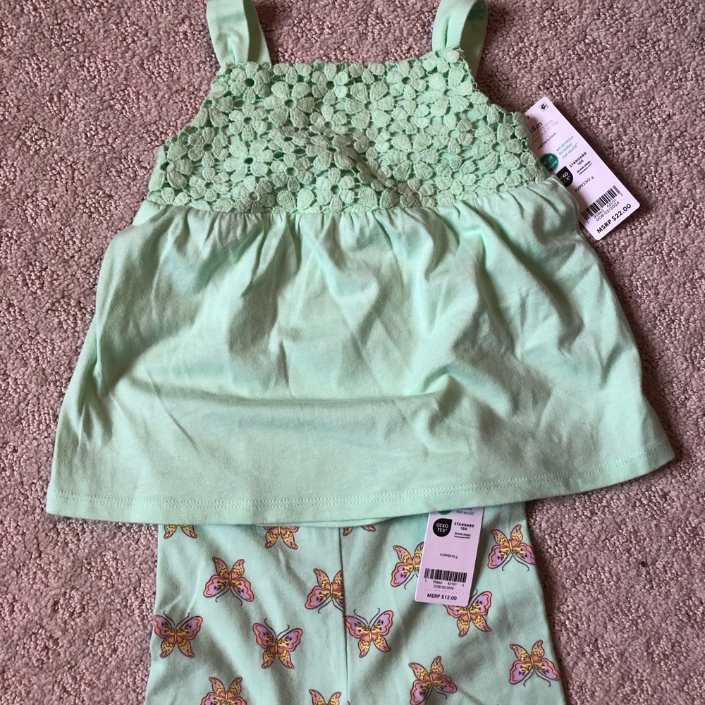NWT Carters size 18 mos baby girl shorts and tank top outfit